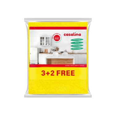 Cleando Multipurpose Kitchen Towel Yellow 34 x 40cm 3+2 Piece