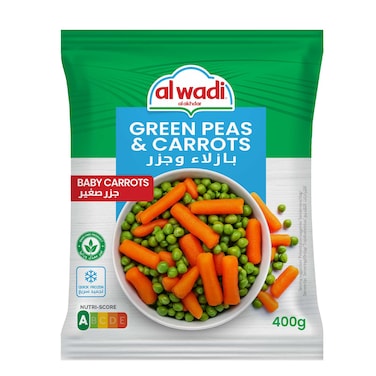 Al Wadi Al Akhdar Frozen Fine Peas and Baby Carrots 400GR