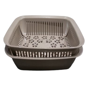 Colander With Bowl Rectangular 36X27CM Moka