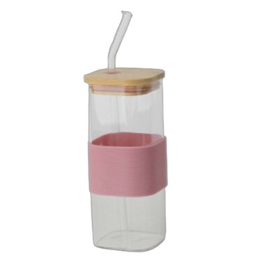 Square Glass Cup Pink 400ML