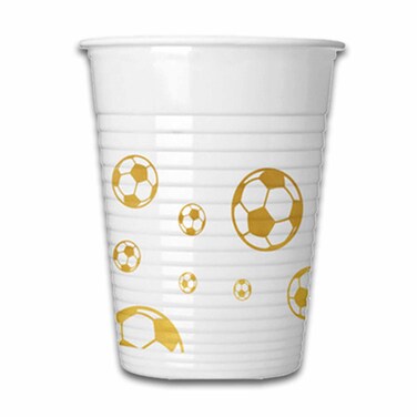8 Plastic Cup Football Gold 200ML