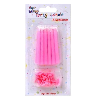 12 Pieces Taper Candle Pink