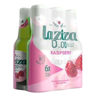 Laziza Nonalcoholic Raspberry Malt Beer 330ML X Pack Of 6