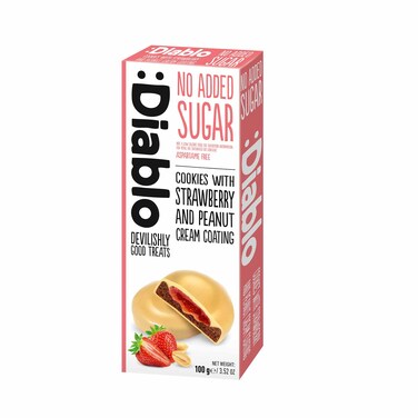 Diablo Cookies With Strawberry And Peanut Cream Coating 100GR