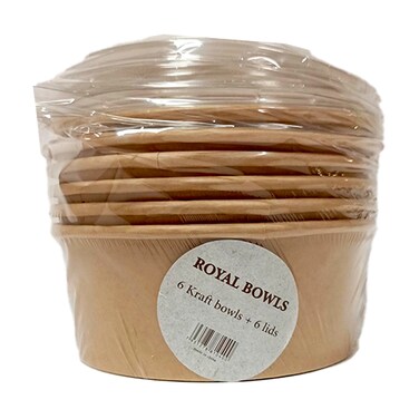 Royal Bowls Kraft+Lids 1000CC X6