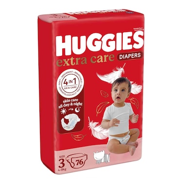 Huggies Extra Care Jumoob S3 4-9 KG 76 Diapers 25% Off