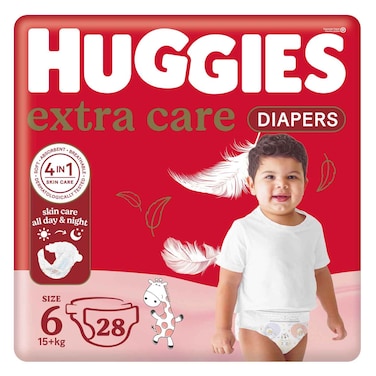 Huggies Extra Care S6 15KG+ 28 Diapers 25% Off