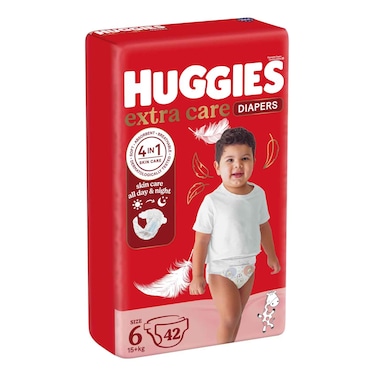 Huggies Extra Care Jumboo S6 15KG+ 42 Diapers 25% Off