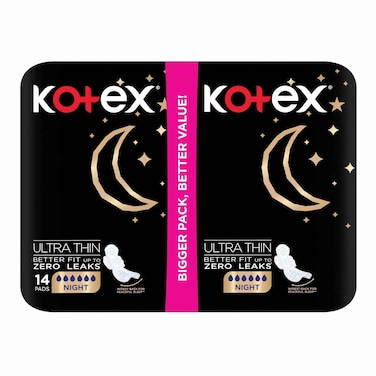 Kotex Ult Thin Night Duo 14 Pads 30% Off