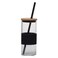 Glass Cup With Bamboo Lid 400ML Assorted