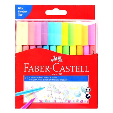Faber Castle Connector Pen Set Of 12 Neon Pastell