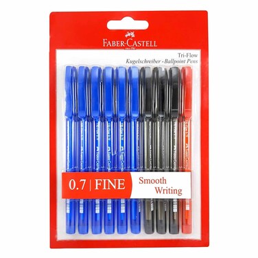 Faber Castle Ball Pens Tri Flow 6 Blue 3 Black 1 Red