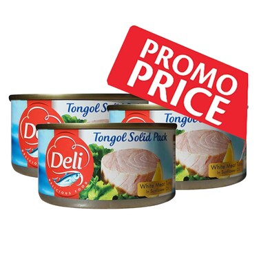 Deli Tongol Tuna Sunflower Oil 185GR X3