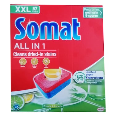 Somat All in 1 Automatic Dishwashing Detergent, lemon 57 Tablets	