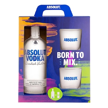 Absolut Vodka 700ML +2 Glasses