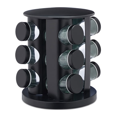 Rotating Spice Set 12 Jars Black 22X19CM