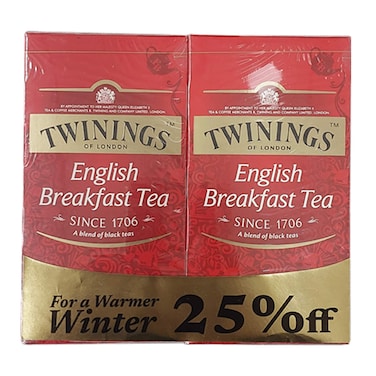 Twinings English Breakfast Tea 25 Sachets X2 25% Off