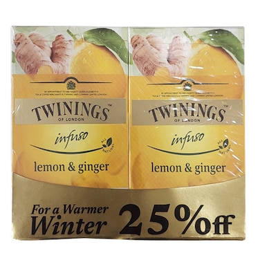 Twinings Lemon Ginger Tea 20 Sachets X2 25% Off