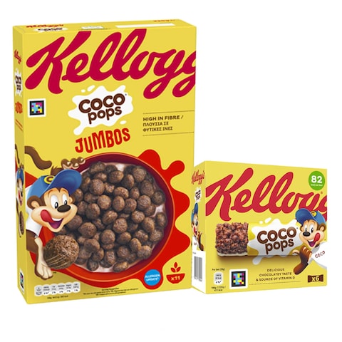 Kellogg&#39;S Coco Pop Jumbo 330GR + Cereal Bars x6 Free