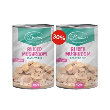 Benina Sliced Mushrooms 400GRX2 Special Price