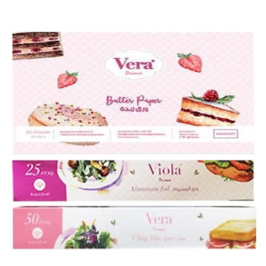 Vera Cling Film 50Sq + Aluminium Foil 25Sq + Butter Paper 25S