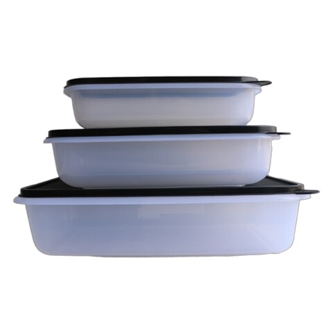 Set Boite Hermetique Rectangular 3 Pieces Black