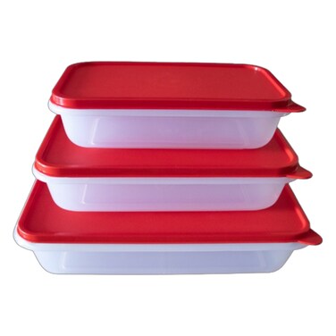 Set Boite Hermetique Rectangular 3 Pieces Red