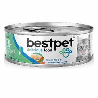 Bestpet Shreded Cat Chicken And Shrimps In Broth 70GR