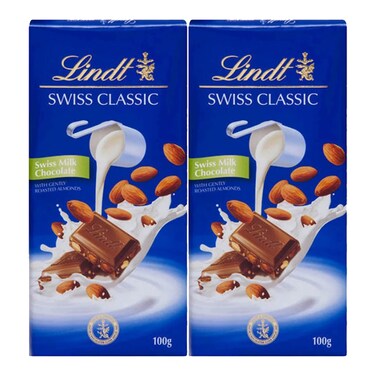 Lindt Swiss Milk Almond 2X100GR Special Price