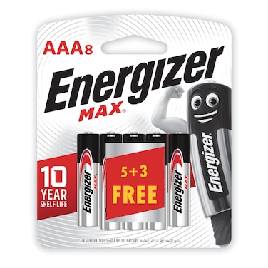 Energizer Max Battery AAA 5+3 Free