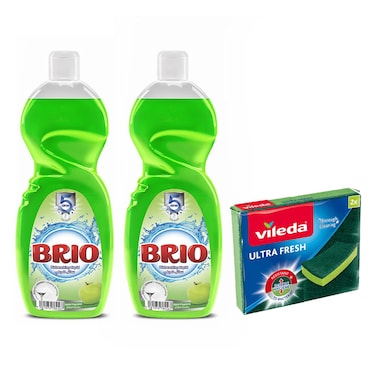Brio Dishwashing Liquid 2X650ML + Vileda Ultra Free