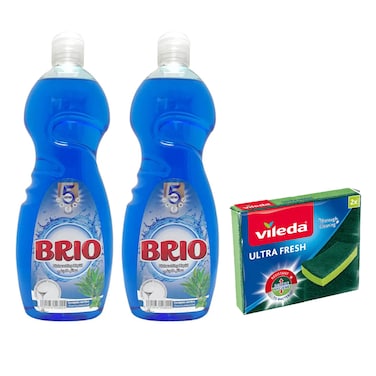 Brio Dishwashing Liquid 2X650ML + Vileda Ultra Free