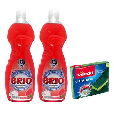 Brio Dishwashing Liquid 2X650ML + Vileda Ultra Free