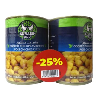 Al Rabih Chick Peas 2X400GR 20% Off