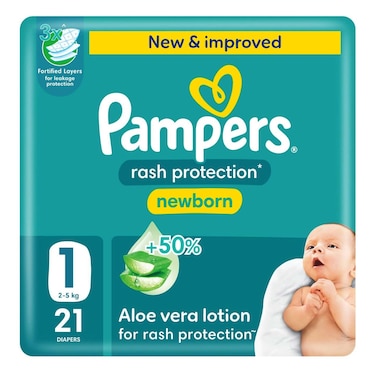 Pampers Aloe Vera S1 2-5KG 21 Diapers
