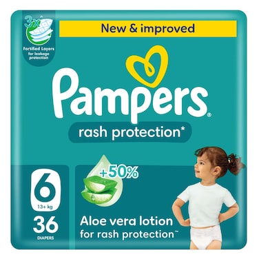 Pampers Aloe Vera  S6 13+KG 36 Diapers