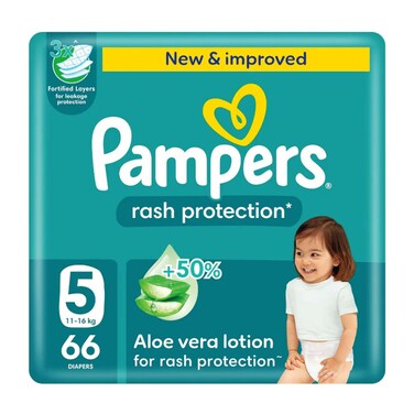 Pampers Rash Protection S5 11-16KG 66 Diapers