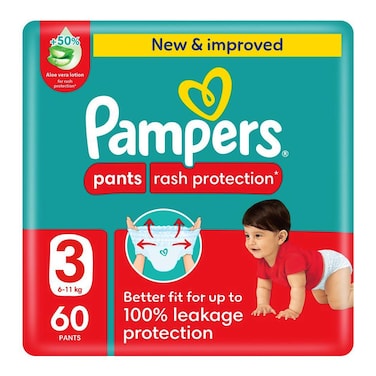 Pampers Pants Rash Protection S3 6-11KG 60 Diapers