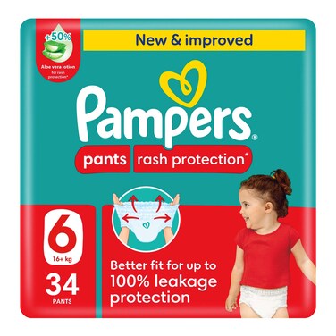 Pampers Pants Rash Protection S6 16+KG 34 Diapers