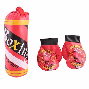 Red Boxing Set Of Bag And Gloves