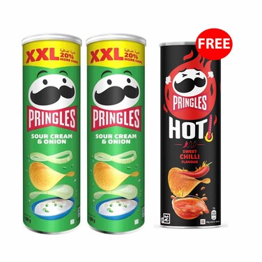 Pringles Sour Cream 200GRX2+160GR Sweet Chili