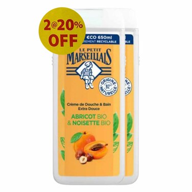 Le Petit Marseillais Shower Gel Apricot And Noisette 650MLX2 20% Off