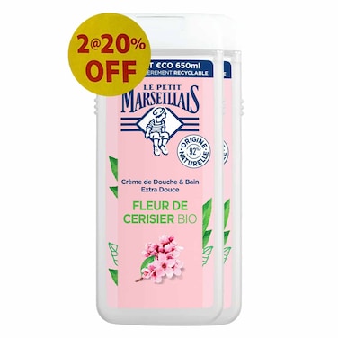 Le Petit Marseillais Shower Gel Fleur De Cerise 650MLX2 20% Off