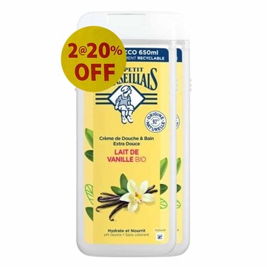 Le Petit Marseillais Shower Gel Lait De Vanille 650MLX2 20% Off
