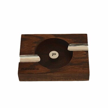 Vintage Wood Ashtray Plated