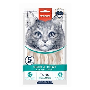 Wanpy Cat Skin And Coat Creamy  Treat Tuna And Salmon 70GR