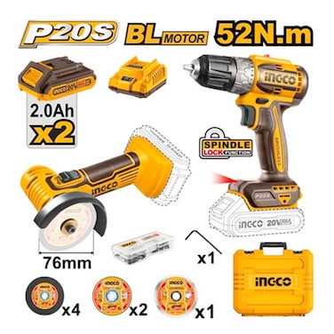 Ingco 20V 2 Batteries+ Cordless Drill