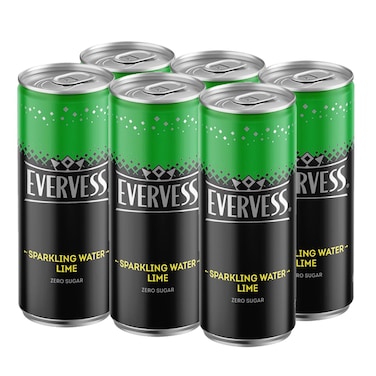 Evervess Sparkling Water Lime Can 250Mlx6