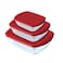 Pyrex Glass Storage 3Pieces+Lid Red
