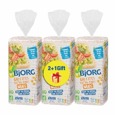 Bjorg Corn Rice Cakes 130GR 2+1 Free